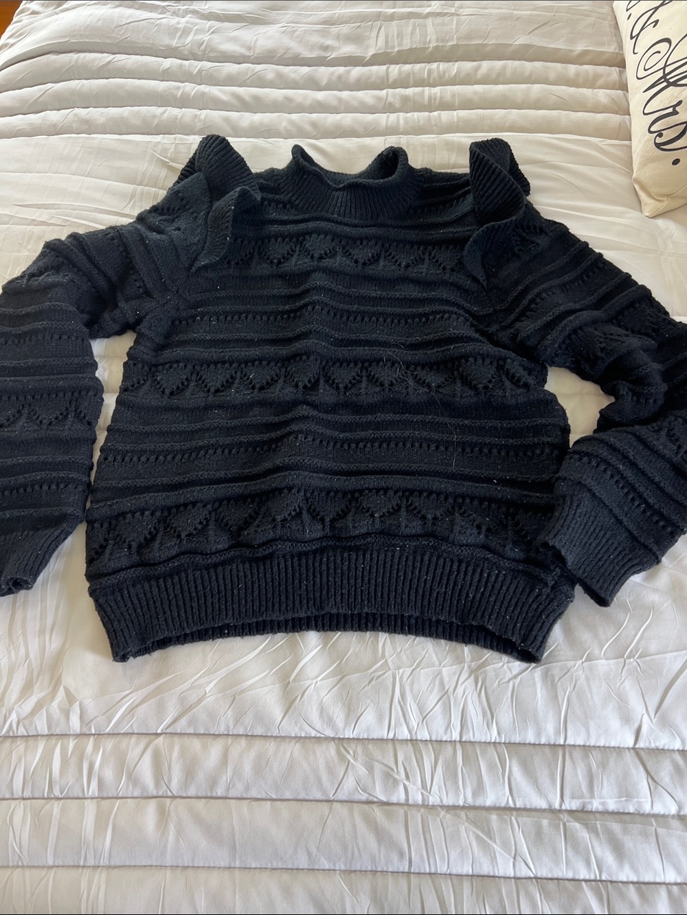 Black Women's Cold-Shoulder Knit Sweater